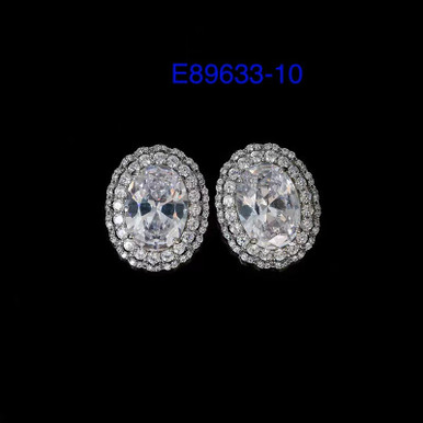 Earring - cube zirconia silver post stud size1"x05"