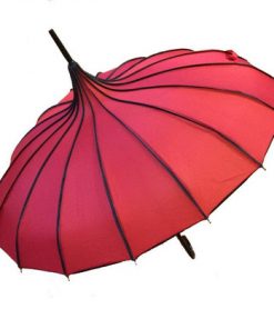 Pagoda Style with Black Polka Dot Border Umbrella