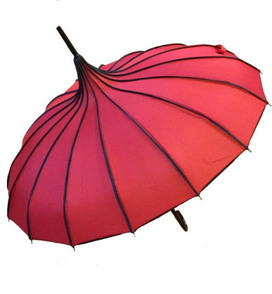 Pagoda Style with Black Polka Dot Border Umbrella