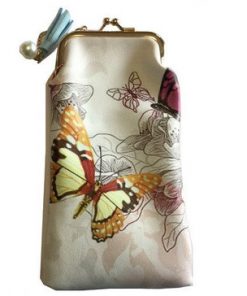 Glasses case- Orange and purple butterfly, flowers