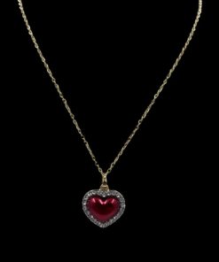 Necklace-Red heart with rhinestone