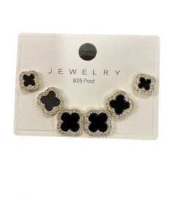 Earring Stud flower (clover) 3 pairs