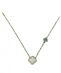 Clover flower Crystal  Necklace