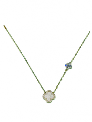 Clover flower Crystal  Necklace