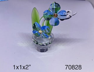 Crystal-Orchid Flower in Pot/ Light Blue