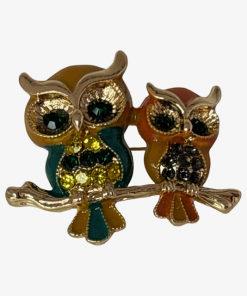 Brooch Two owls on the Branch