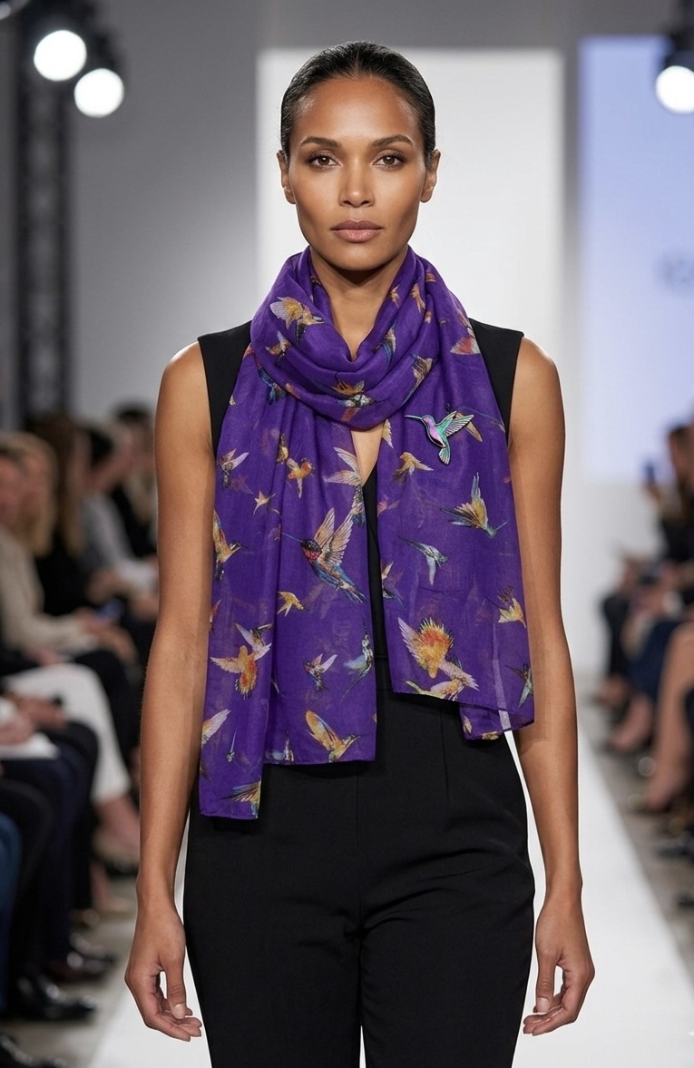Hummingbird Flight Print Scarf