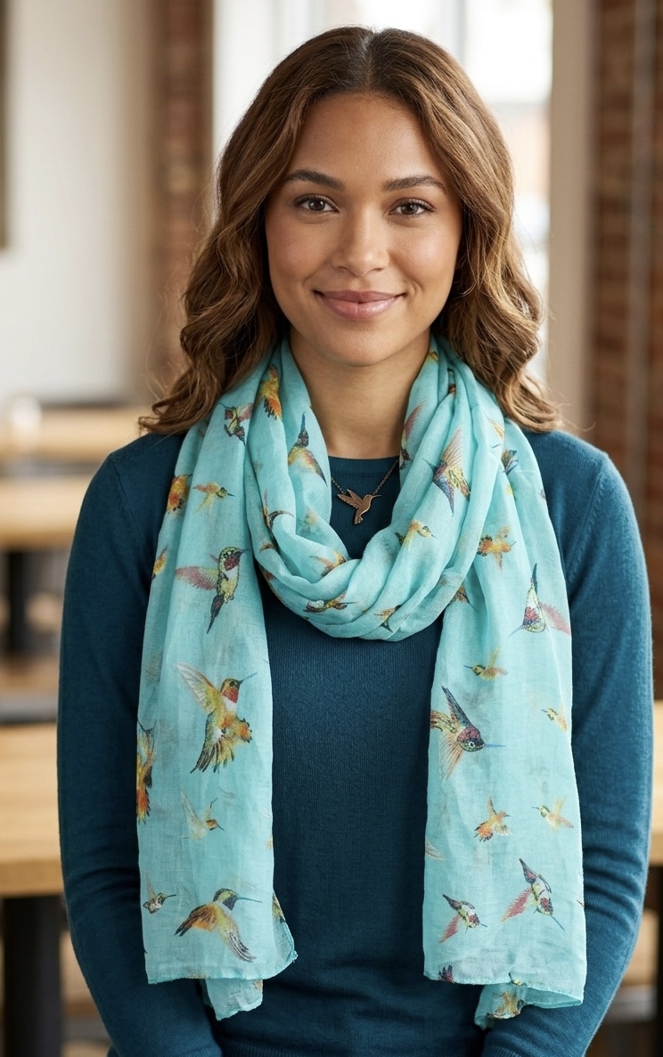 Hummingbird Flight Print Scarf - Image 2