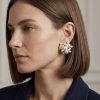 Earring- Pearl cluster studs , gold backing