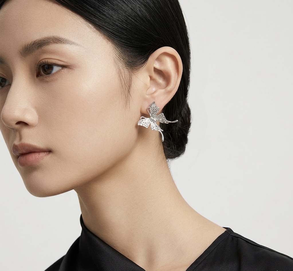 Earring- Large butterfly studs with silver posts ( colour options )