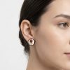 Earring white shell pearl base gold plated elegant look- red rose