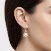 Earring Dangling Freshwater Pearl Trim around rhinestones