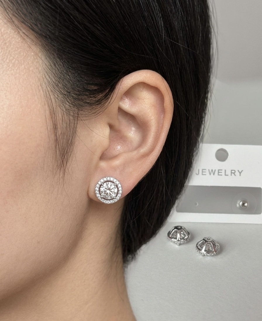 Cubic zirconia earring - Diamond stud with option