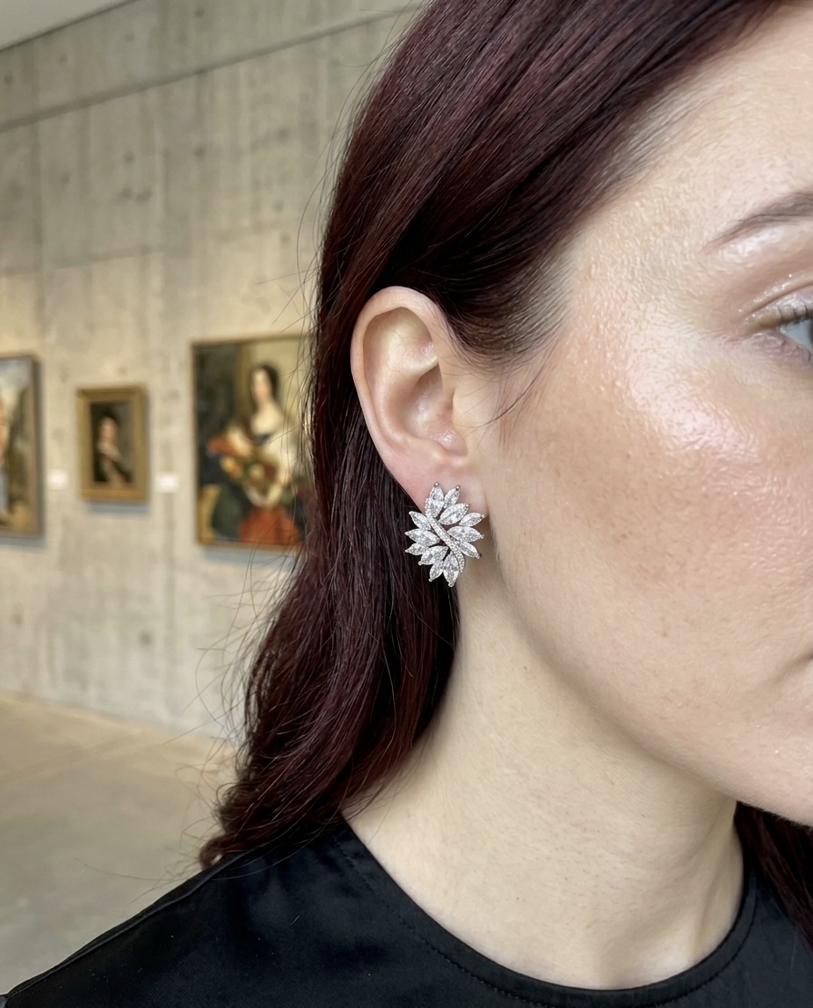 CZ Earring Stud -Sterling Silver post