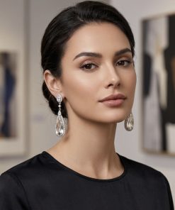 Earring Dangling long tear drop sharp