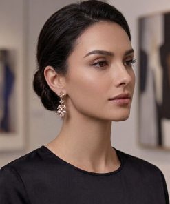Earring-  CZ Dangling Earring with 3 diamonds
