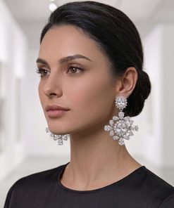 Alternative view of CZ Earring Dangling Sterling Silver Posted