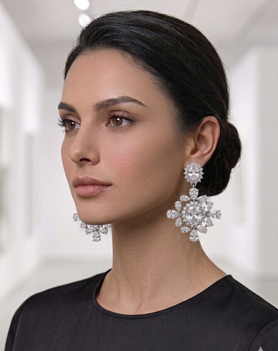 CZ Earring Dangling Sterling Silver Posted - Image 2