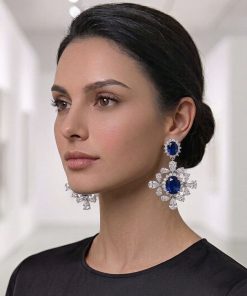 CZ Earring Dangling Sterling Silver Posted