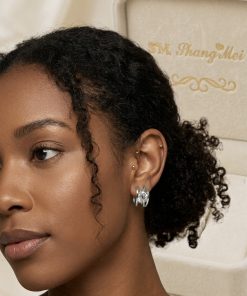 Earrings - zigzag with crystal inside, Silver