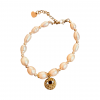 Vintage Peach Pearls Bracelet with Charm Evil Eye