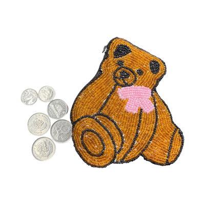 Beaded Teddy Bear Coin Purse