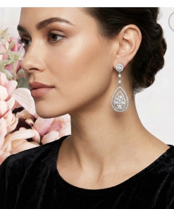 Earring CZ AAA Dangling Sterling Silver