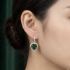 Earring dangling  Heart green stone