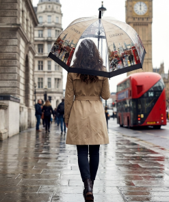 UK Cityscape (Cream/Beige) Clear umbrella