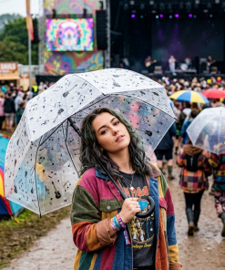 Music notes and guitars , Clear Umbrella