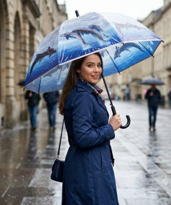 Dolphin Print , Clear umbrella