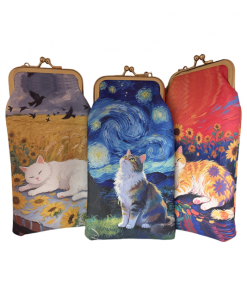 Art Cat Print Glasses Case