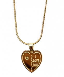 Necklace Heart shape Pendant w I love you