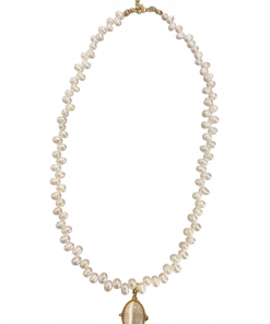 Freshwater  Pear Irregular l Necklace  w Gold  Pendant