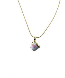Cup with heart Painted Necklace Gold