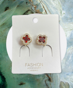 Earring Cllp- red clover