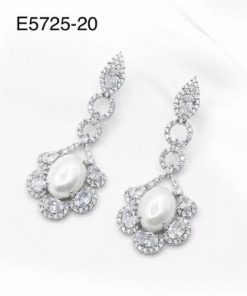 Cubic zirconia earring sterling silver post around with pearl