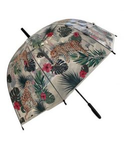 Leopards , leaves and tropical flowers print  Clear umbrella