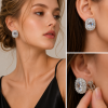 Cubic zirconia earring - Cube around Stud