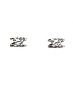 Earrings - zigzag with crystal inside, Silver