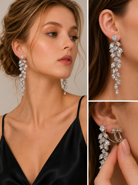 Clip Earring chandelier zube zirconia - Image 2