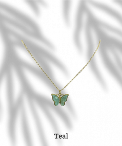 Necklace- Large butterfly on gold chain  ( colour option)