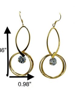 Earring - Crystal dangling Circles With Large Crystal Gold