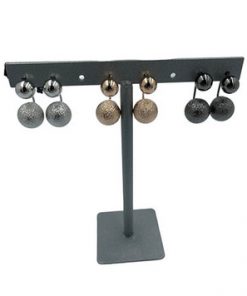Earring- Round small solid ball studs with hanging larger balls ( colour options )
