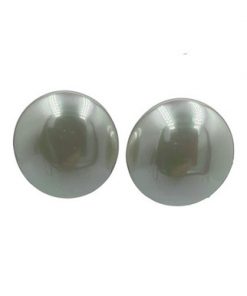 Clip earrings large flat pearls, 15 mm