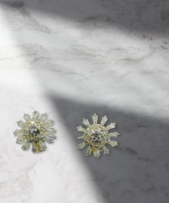 Clip earrings, crystal flowers ( colour options)