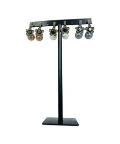 Earring- Rhinestone flower with large center stone in middle with pearl underneath (colour options)