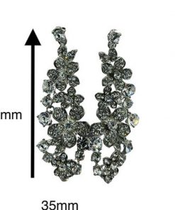 Earring- Large and long multiple flower and rhinestone hanging earrings