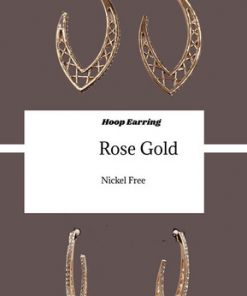 Earring- Rose gold V shaped hoop earring, nickle free