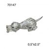 Crystal Figure- Dog lying down with bone in month , ( 0.5" X 2.5" )